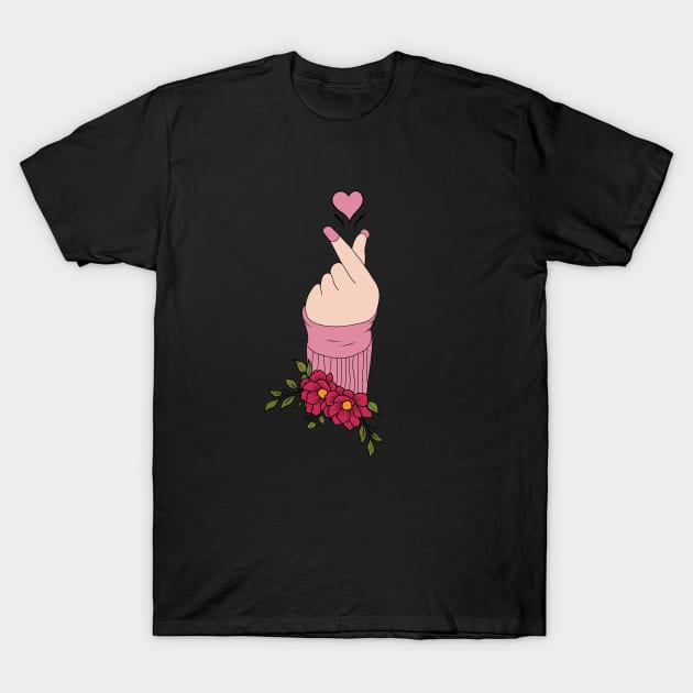 Korean Finger Heart Symbol Kpop Love Aesthetic T-Shirt by uncommontee